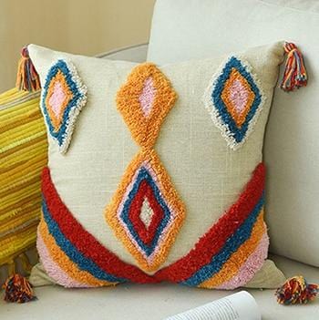 Moroccan Boho Tassel Throw Pillow Cover