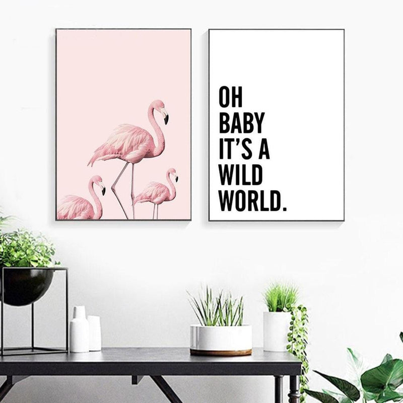 Flamingo Flower Wall Art