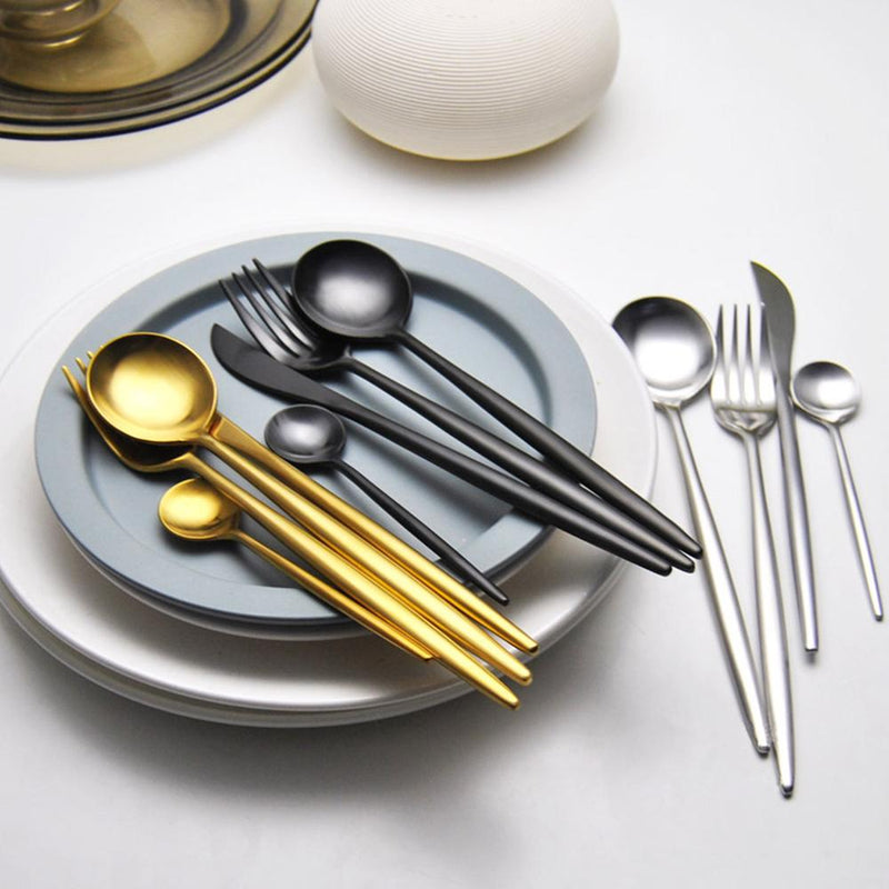Premium Black Gold Flatware Set