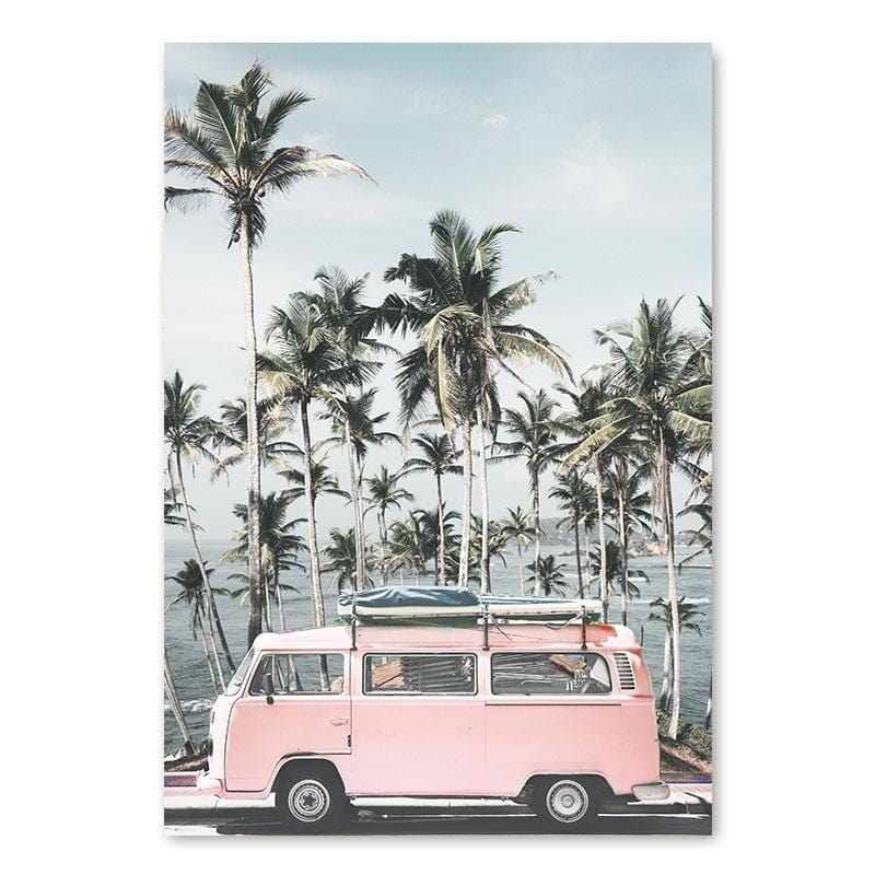 Beach Pink Bus Wall Art