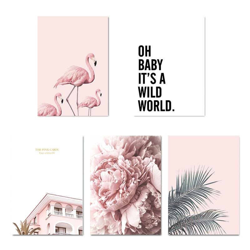 Flamingo Flower Wall Art
