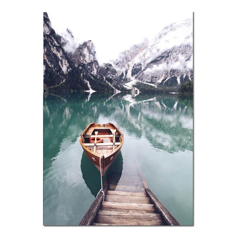 Scandinavian Boat Lake Canvas Art