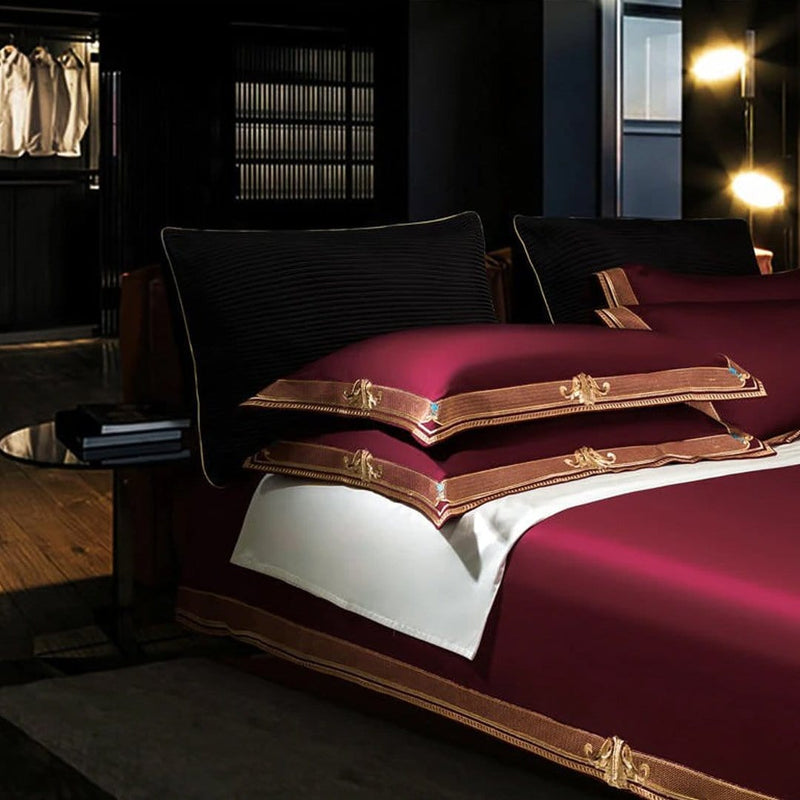 Merlot Luxury Embroidered Duvet Cover Set