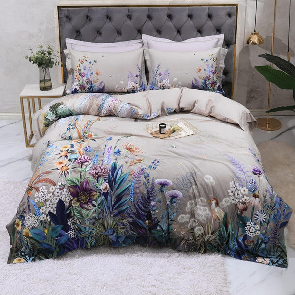 Flowers Print Duvet Cover Set (Egyptian Cotton)