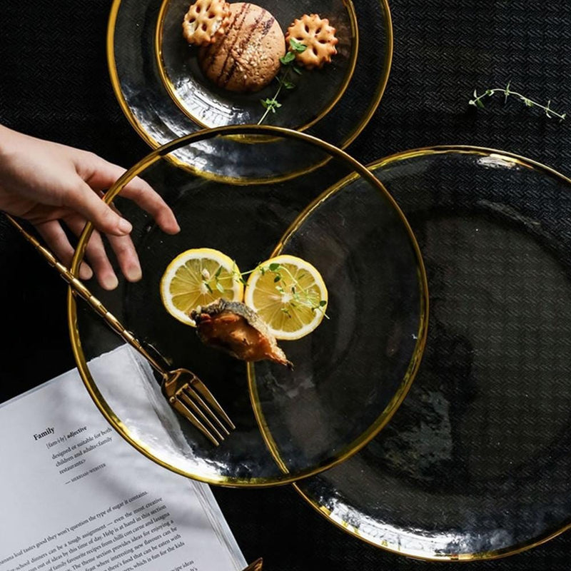 Gold Rim Glass Dinner Plates