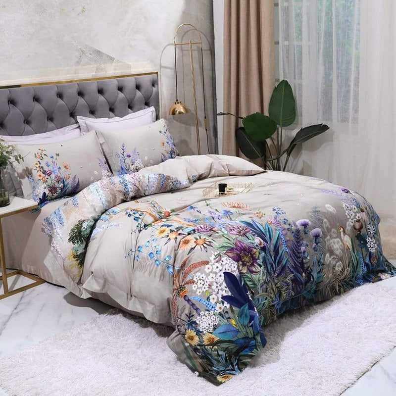 Flowers Print Duvet Cover Set (Egyptian Cotton)