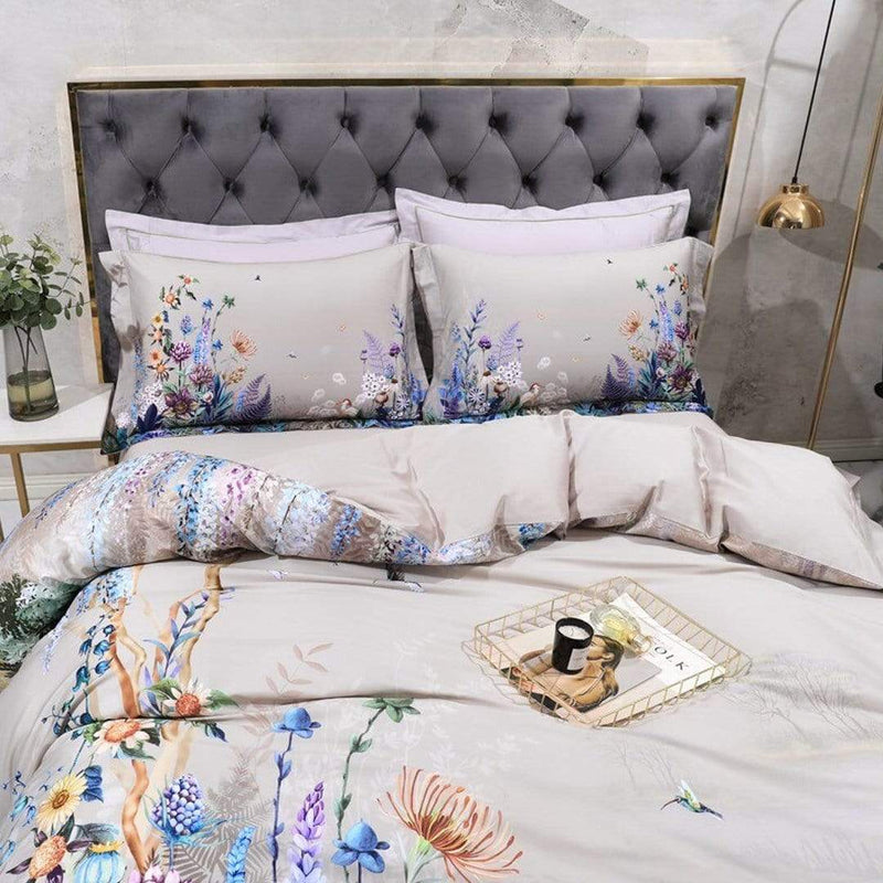 Flowers Print Duvet Cover Set (Egyptian Cotton)