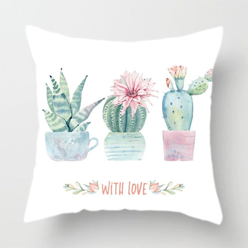 Cactus Flower Pillow Cover