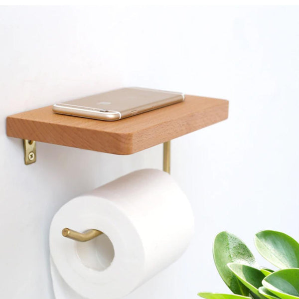Wooden Shelf Toilet Roll Holder