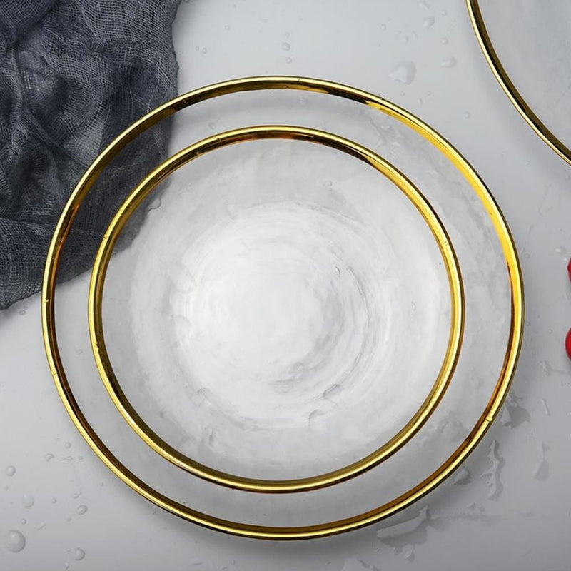 Gold Rim Glass Dinner Plates