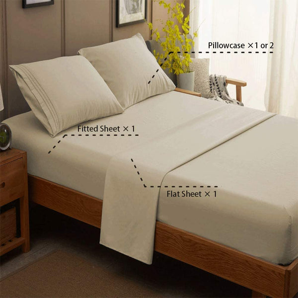 Beige Egyptian Micro Fiber Sheet 1800TC