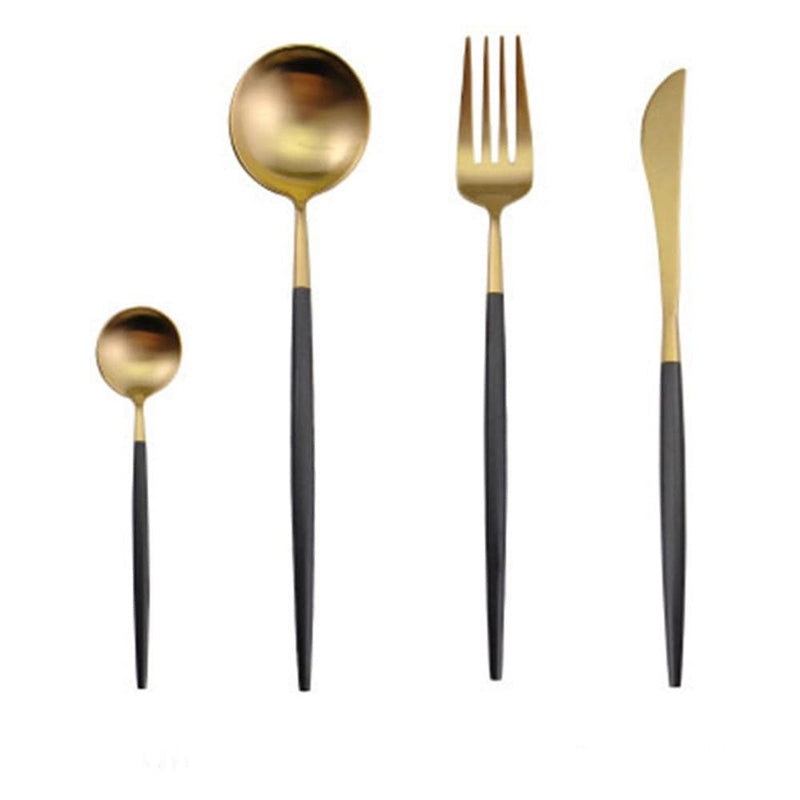 Premium Black Gold Flatware Set