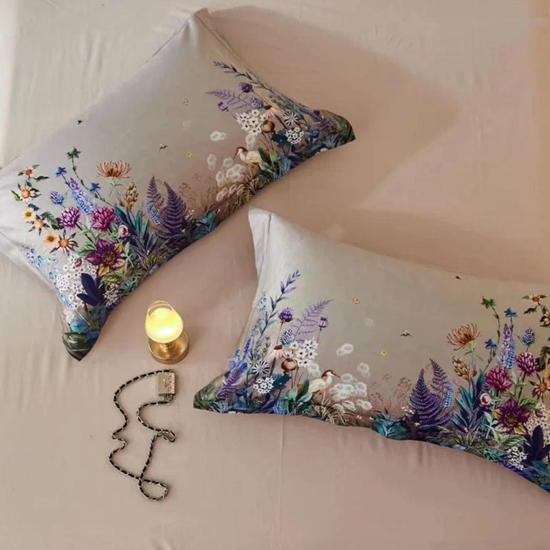 Luxury Flowers Print Duvet Cover & Sheet Set (Egyptian Cotton)