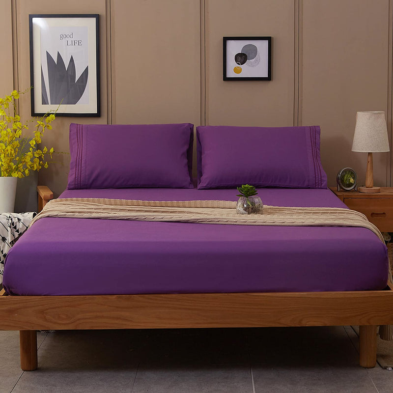 Purple Egyptian Micro Fiber Sheet 1800TC