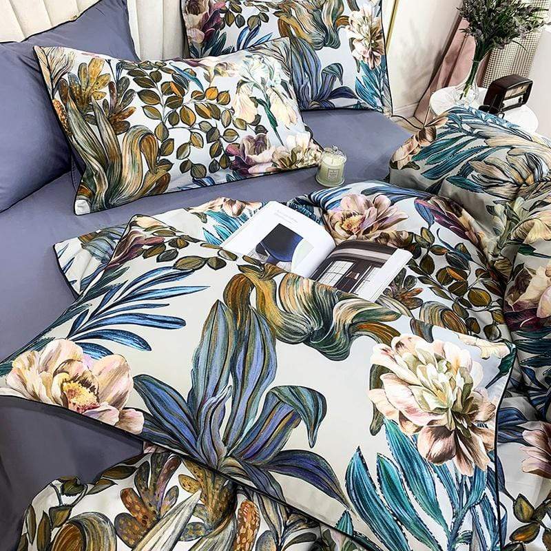 Tropical Leaves Duvet Cover & Sheet Set (Egyptian Cotton)