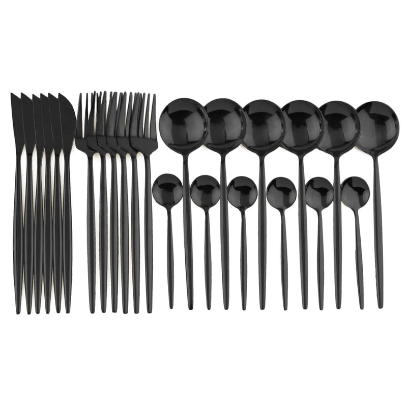 24pcs Black Western Dinnerware Set