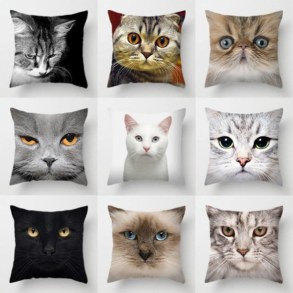 Cute Cat Face Pillow Cover