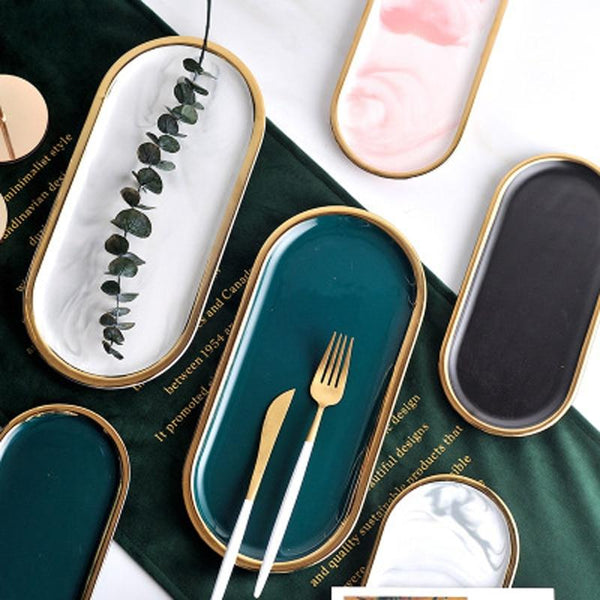 Gold Rim Oval Tray