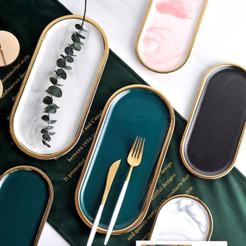Gold Rim Oval Tray