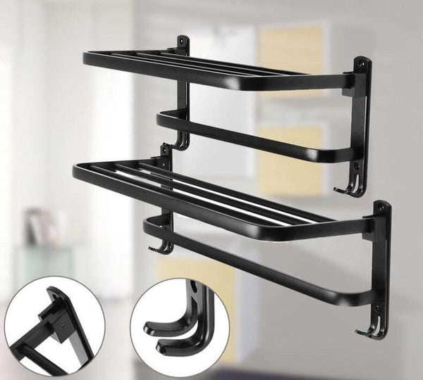 Matte Black Foldable Towel Rack