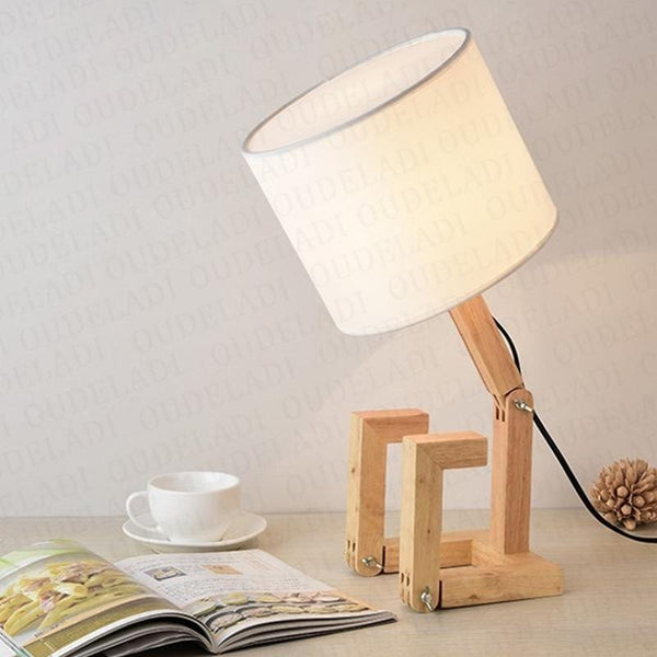 Robot Shape Wooden Table Lamp