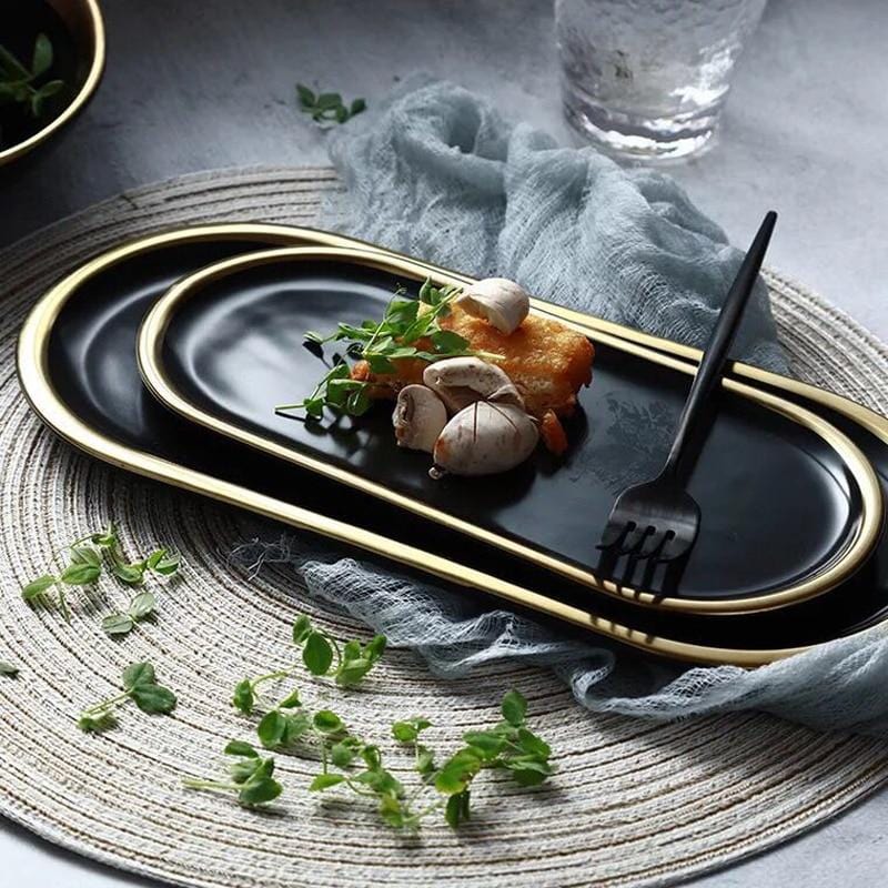 Gold Rim Oval Tray