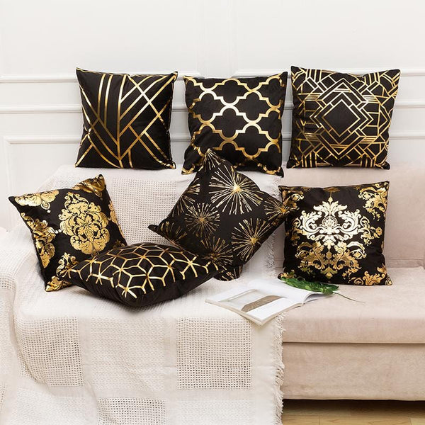 Gold Print Pillow Cover