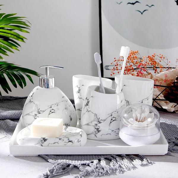 Modern Marble Bathroom Accessories Set