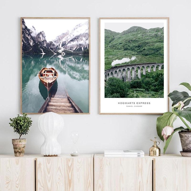 Scandinavian Boat Lake Canvas Art