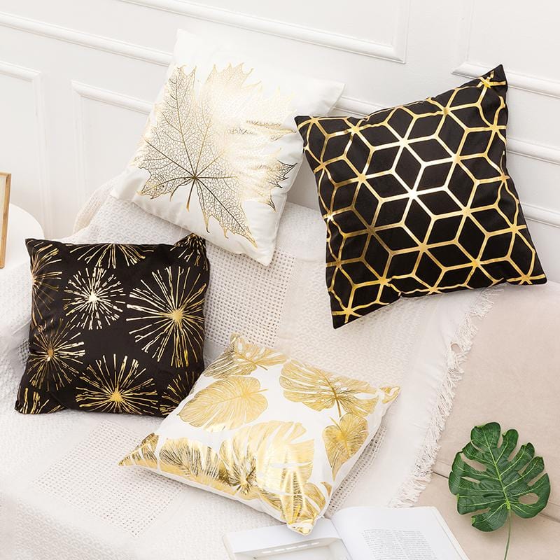 Gold Print Pillow Cover