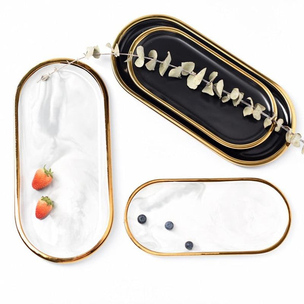 Gold Rim Oval Tray