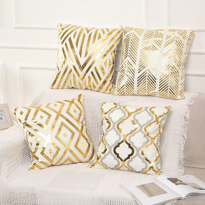 Gold Print Pillow Cover