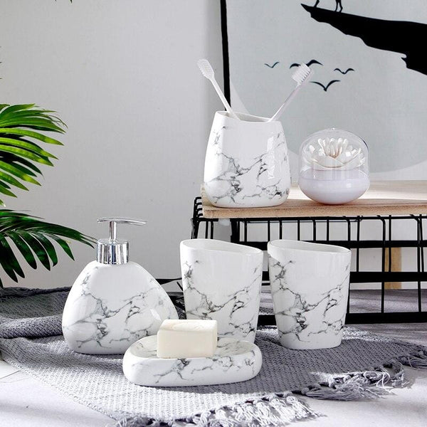 Modern Marble Bathroom Accessories Set