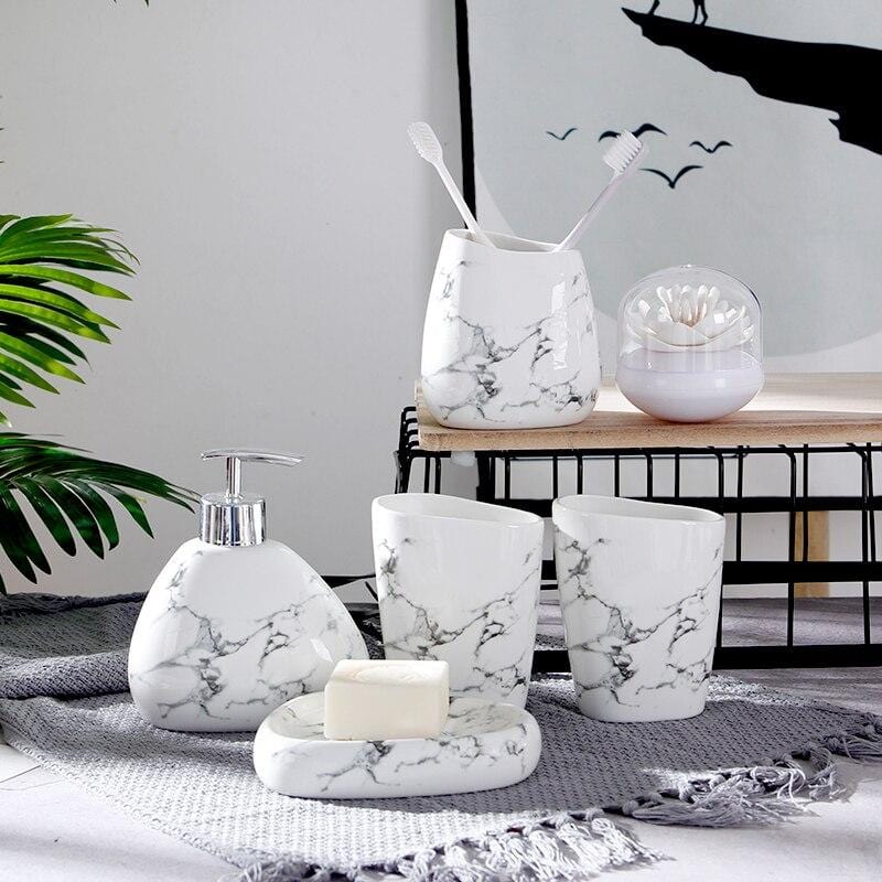 Modern Marble Bathroom Accessories Set