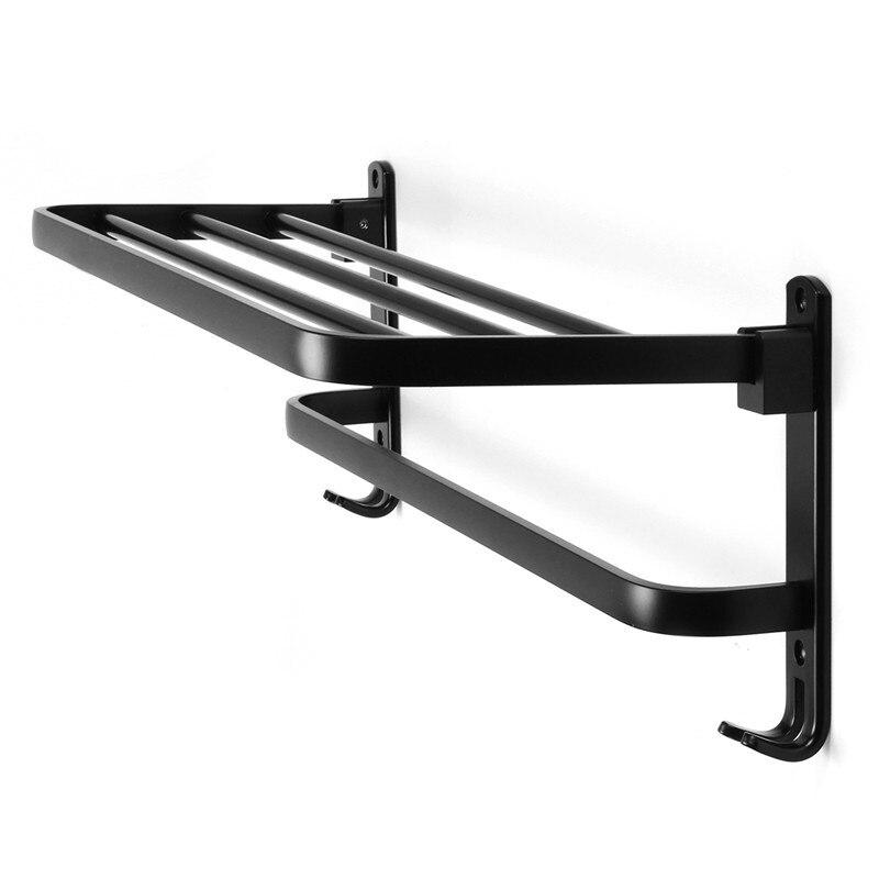 Matte Black Foldable Towel Rack