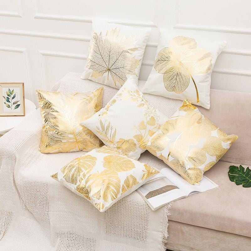 Gold Print Pillow Cover