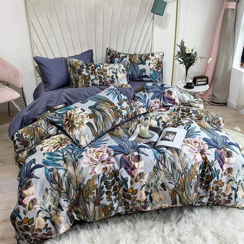 Tropical Leaves Duvet Cover & Sheet Set (Egyptian Cotton)