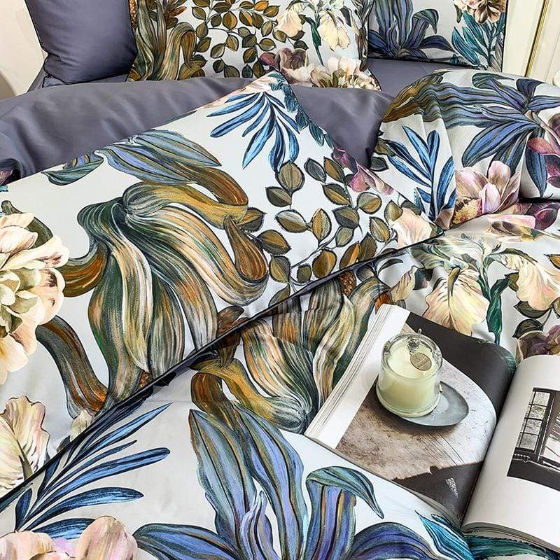 Tropical Leaves Duvet Cover & Sheet Set (Egyptian Cotton)