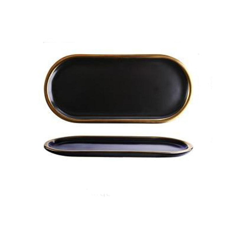 Gold Rim Oval Tray