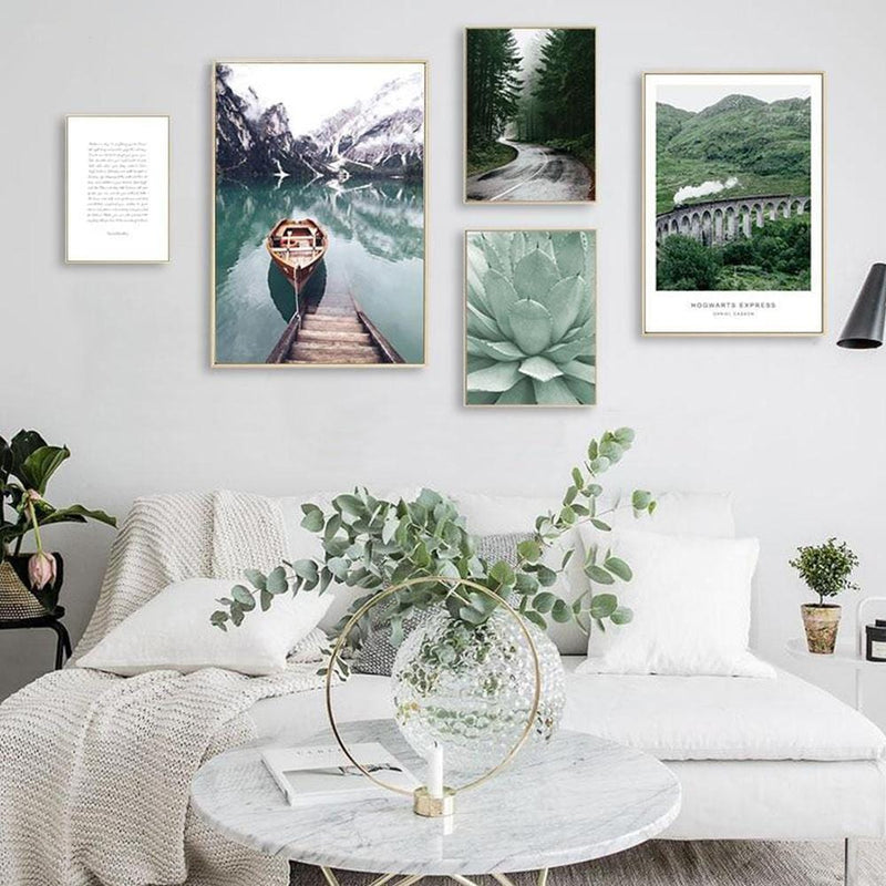 Scandinavian Boat Lake Canvas Art