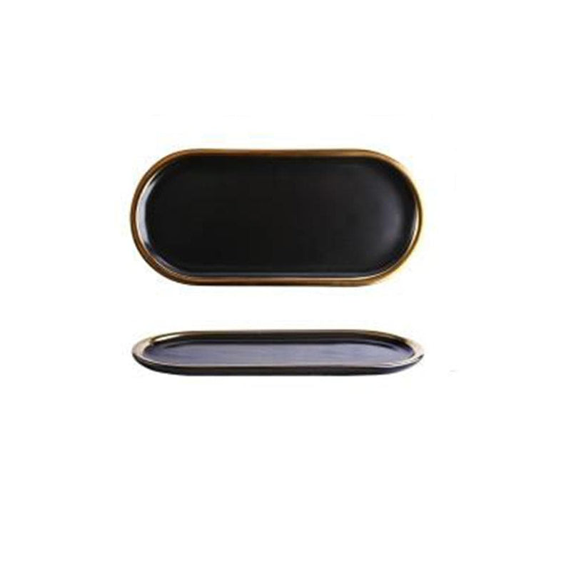 Gold Rim Oval Tray