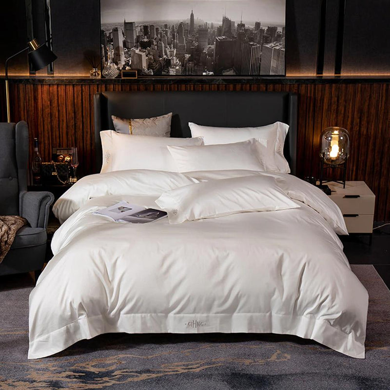 Egyptian White Duvet Cover & Sheet Set